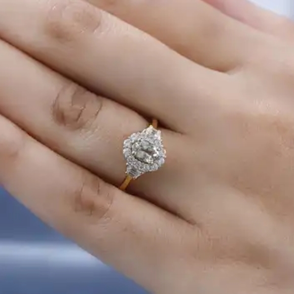 RareTurkizite Halo Ring in Vermeil Yellow Gold Over Sterling Silver - Picture 3 of 5